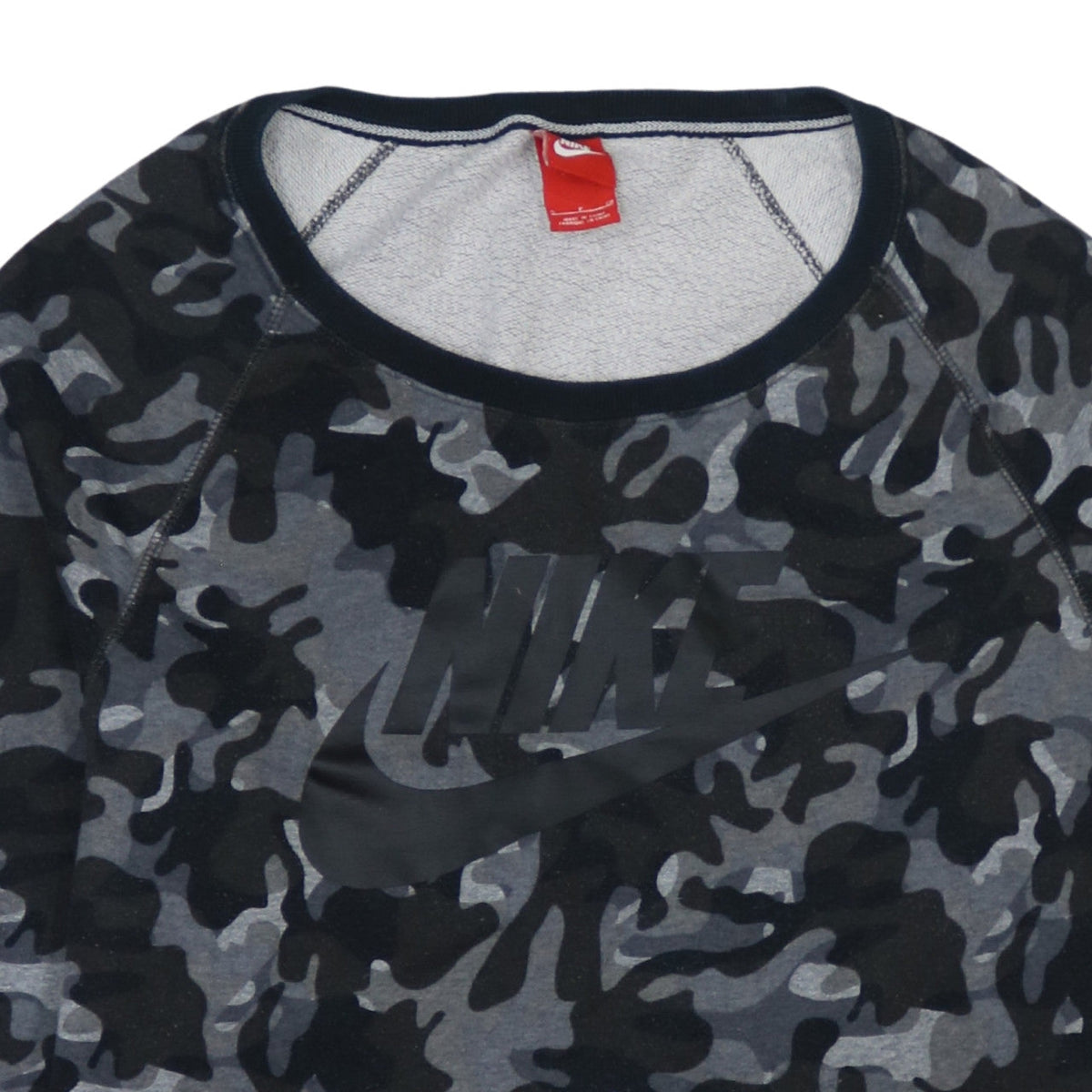 Nike Men's Grey Camouflage Crew Neck Pullover Sweatshirt Size S