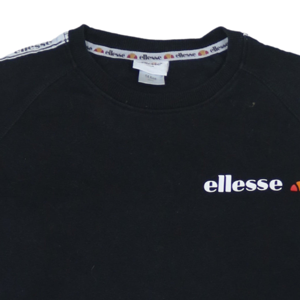 Ellesse Boys Black Sweatshirt 14 Years Logo Tape Crew Neck Jumper
