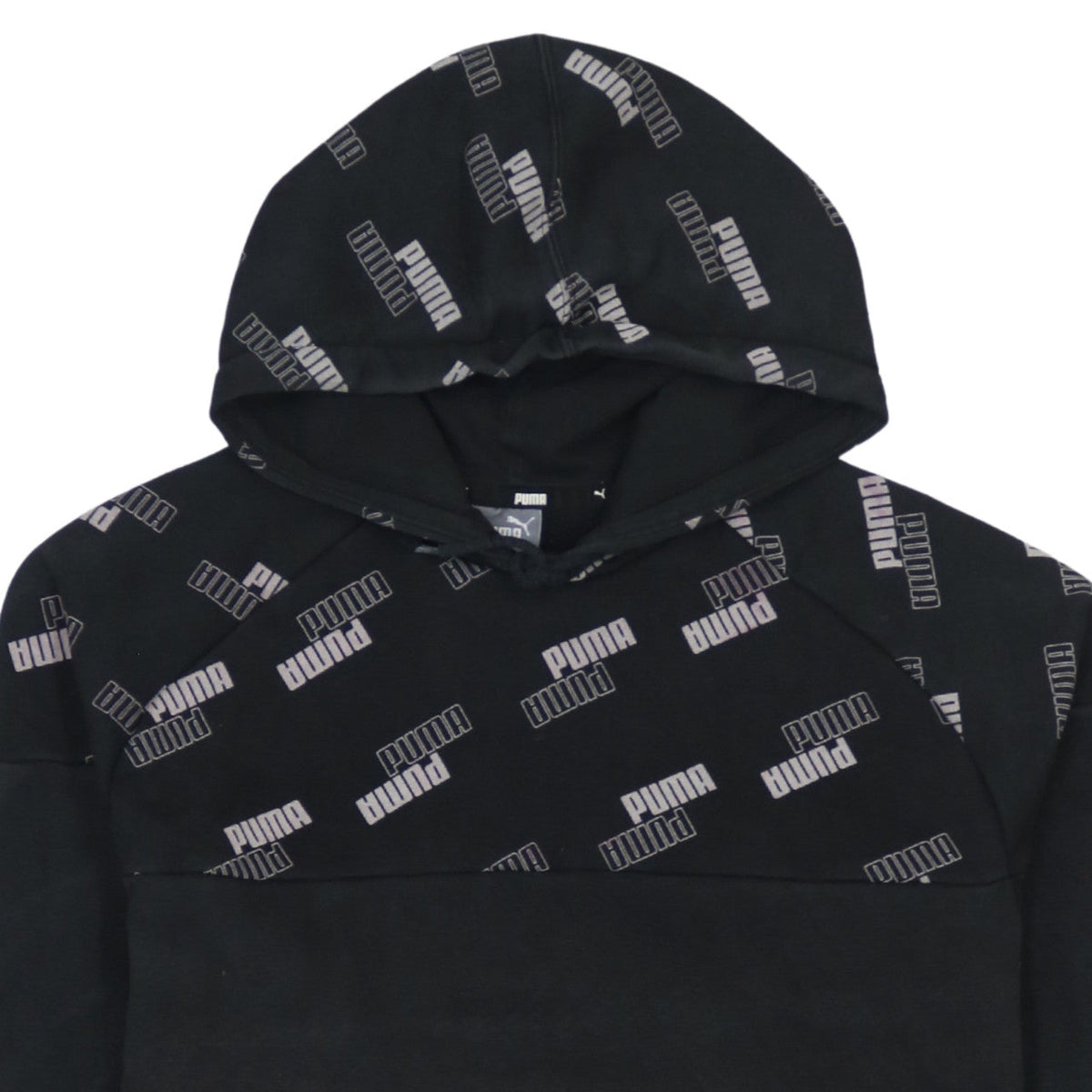 Puma Men's Black Small Pullover Hoodie with Logo Print