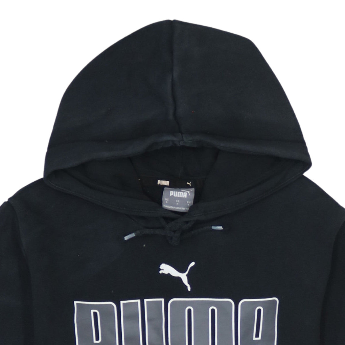 Puma Men Black Pullover Hoodie S Regular Fit Fleece Logo Sportswear