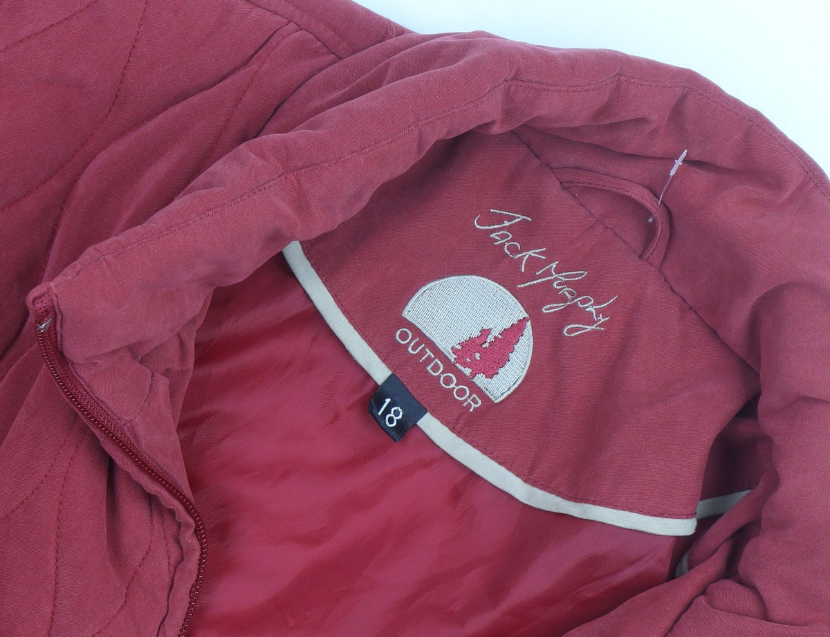 Jack Murphy Womens Red Quilted Mid-Length Jacket Size 18