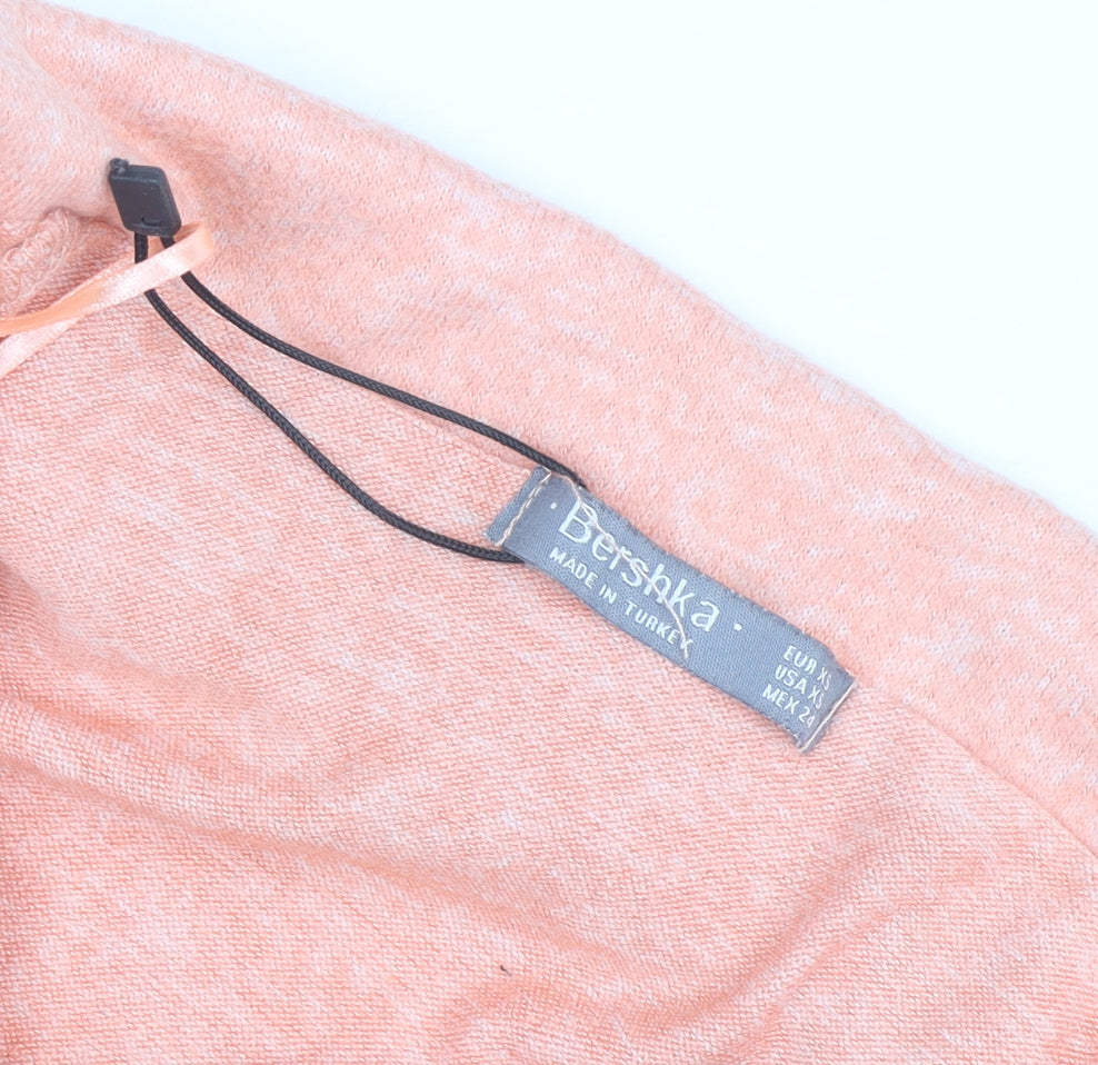 Bershka Women Pink Off Shoulder Long Sleeve Top Size L