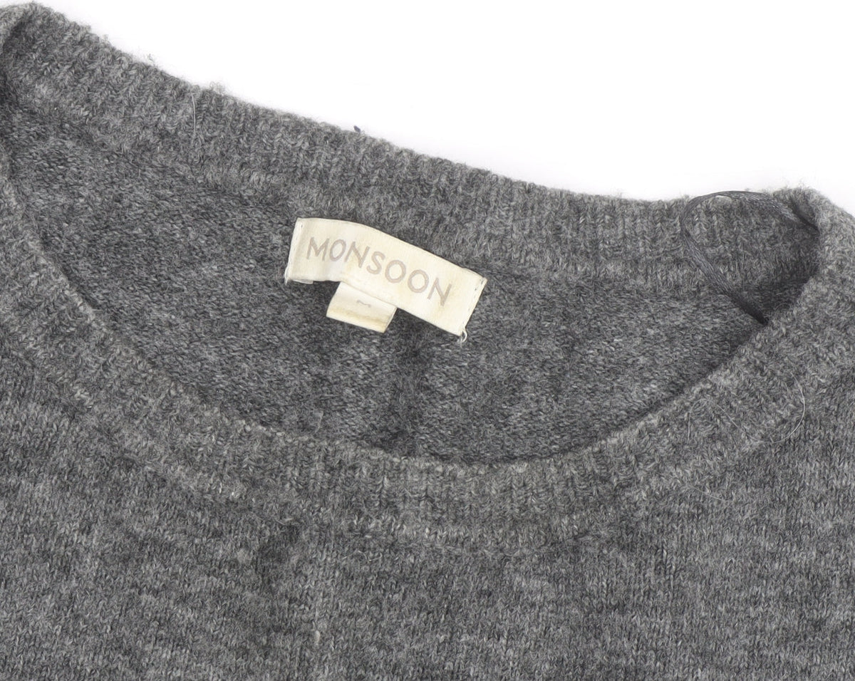 Monsoon Women's Grey Wool Blend Beaded Pullover Jumper M