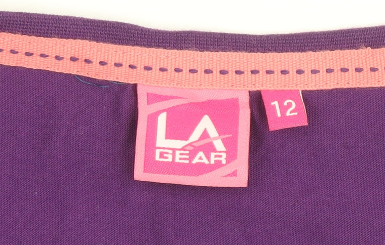 LA Gear Women's Purple V-Neck Short Sleeve T-Shirt Size 12