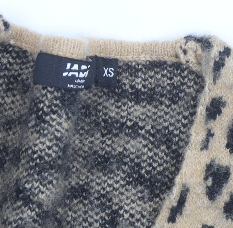 Jaded London Women’s Beige Leopard Print Knit Cardigan XS
