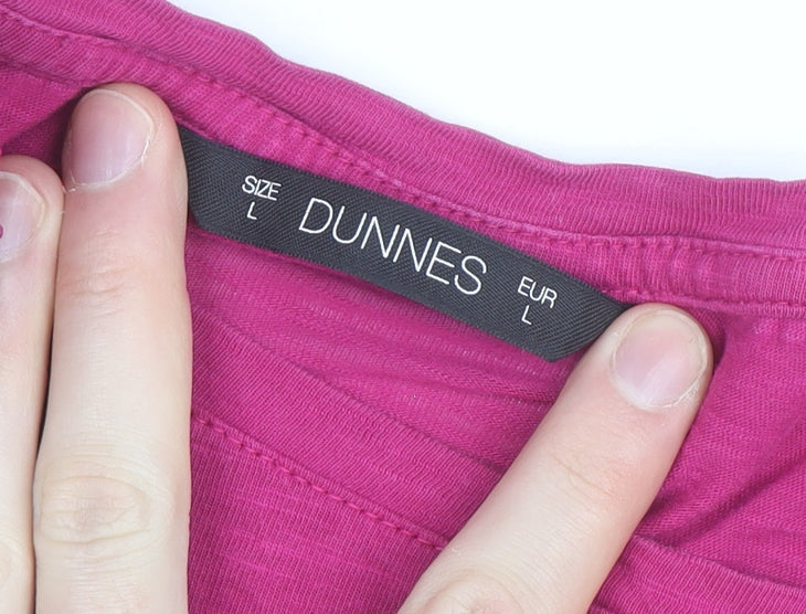 Dunnes Women’s Pink Cotton Crochet Short Sleeve T-Shirt L