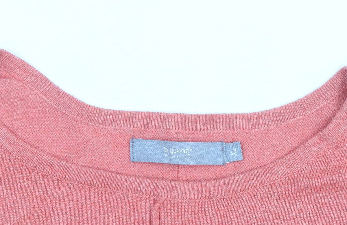 b.young Women’s Pink Knit Relaxed Dolman 3/4 Sleeve Blouse XL
