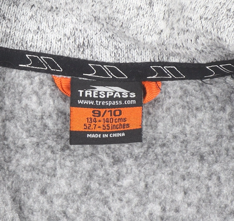 Trespass Boys Grey Full Zip Fleece Jacket Size 9-10 Years Outdoor