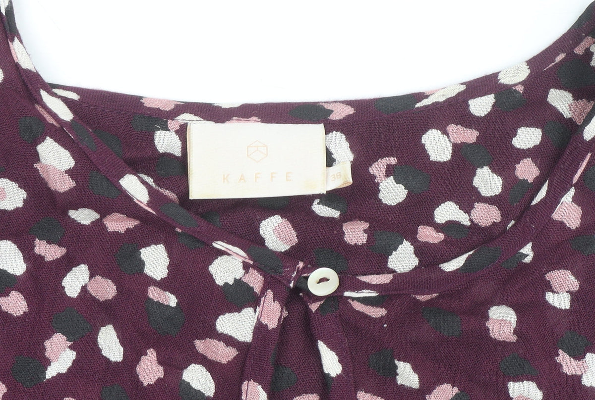Kaffe Women's Purple Animal Print Viscose Long Sleeve Blouse Size 10