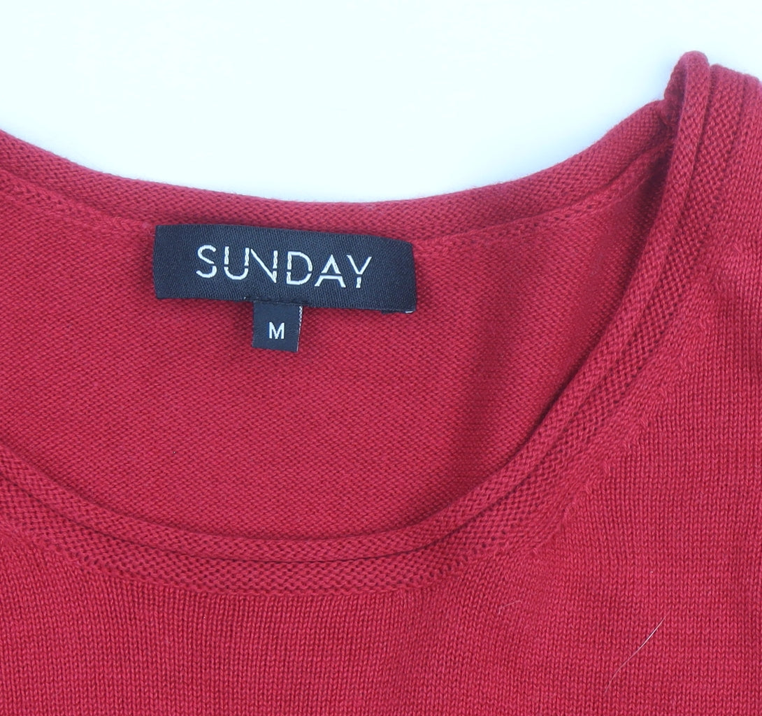 Sunday Men's Red Cotton Blend Long Sleeve Pullover Jumper M