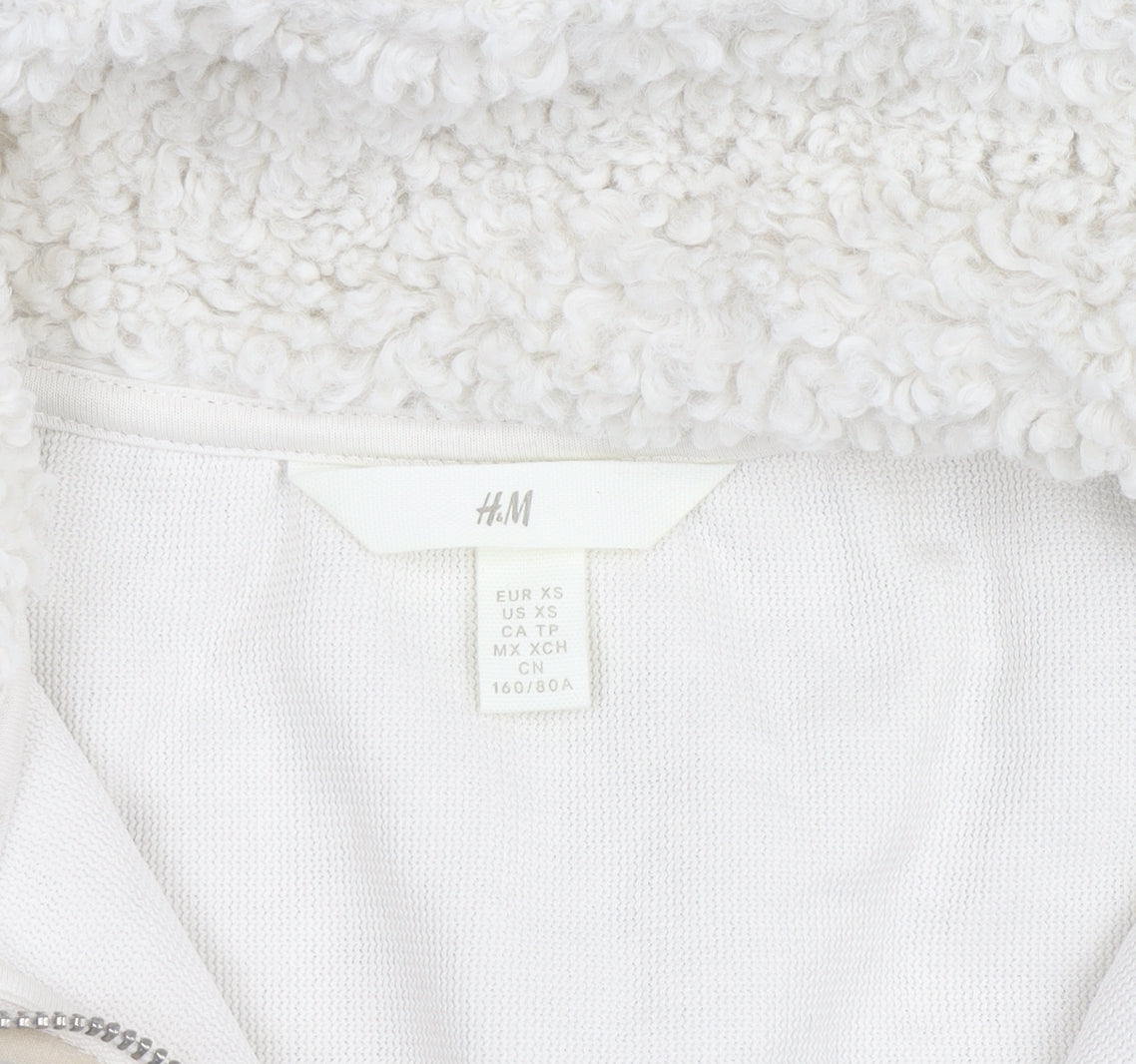 H&M Women’s Ivory Fleece 1/4 Zip Pullover Jumper XS