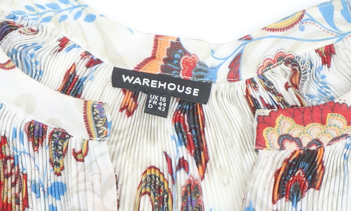 Warehouse Womens Multicoloured Paisley Sheer Tunic Blouse Size 16