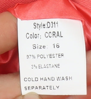 Evita Gold Women Coral Blazer Size 16 Tailored Long Sleeve Jacket
