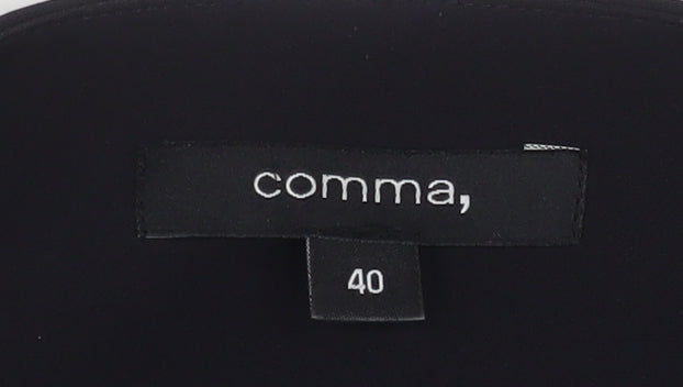 Comma Women Black Cropped Suit Jacket Size 12 Polyester Blend Lined Blazer