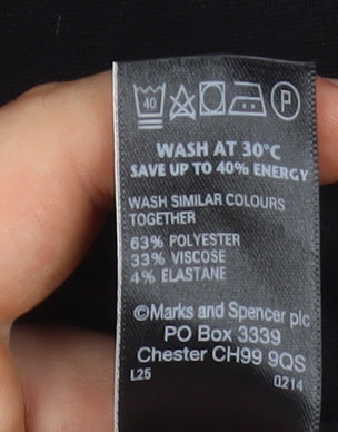 Marks & Spencer Women Black Size 14 Dress Pants Stretch Straight Trousers