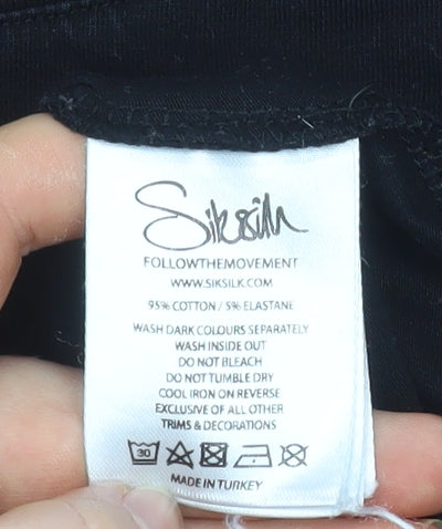 SikSilk Men’s Black Slim Fit Graphic Logo Cotton T-Shirt Size L