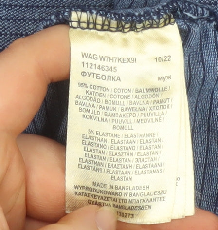 Wrangler Men's Blue Striped Cotton Stretch Polo Shirt XL