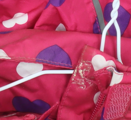 Avenue Girls Pink Heart Print Hooded Rain Coat 5-6 Years Water Resistant