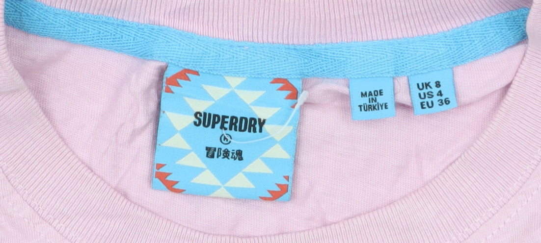 Superdry Women's Pink Graphic Cotton T-Shirt Size 8