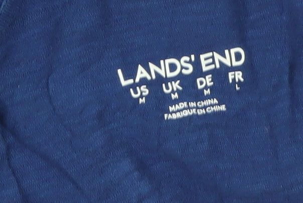 Lands' End Women's Blue Short Sleeve Cotton Modal V-Neck Blouse Size M