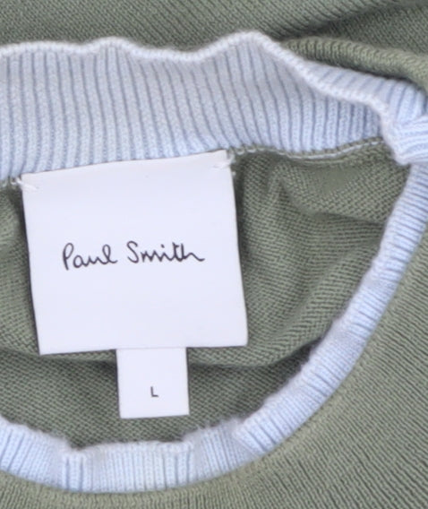 Paul Smith Men’s Green Cotton Crew Neck Jumper Size L