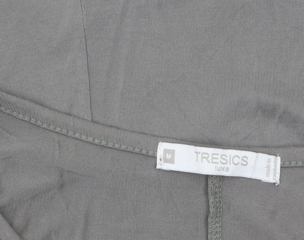 Tresics Women’s Grey Cold Shoulder Short Sleeve Relaxed Jersey Top Size M