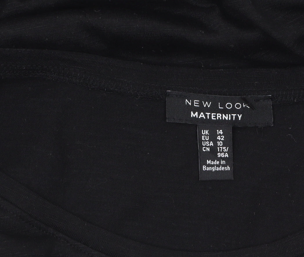 New Look Women Black Wrap Maternity Long Sleeve Blouse Size 14