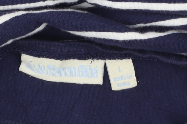 JoJo Maman Bébé Women Blue Striped T-Shirt Dress L Casual