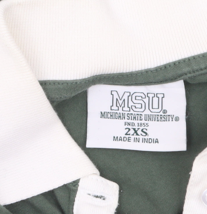 MSU Michigan State University Women's Green Cropped Polo Shirt 2XS