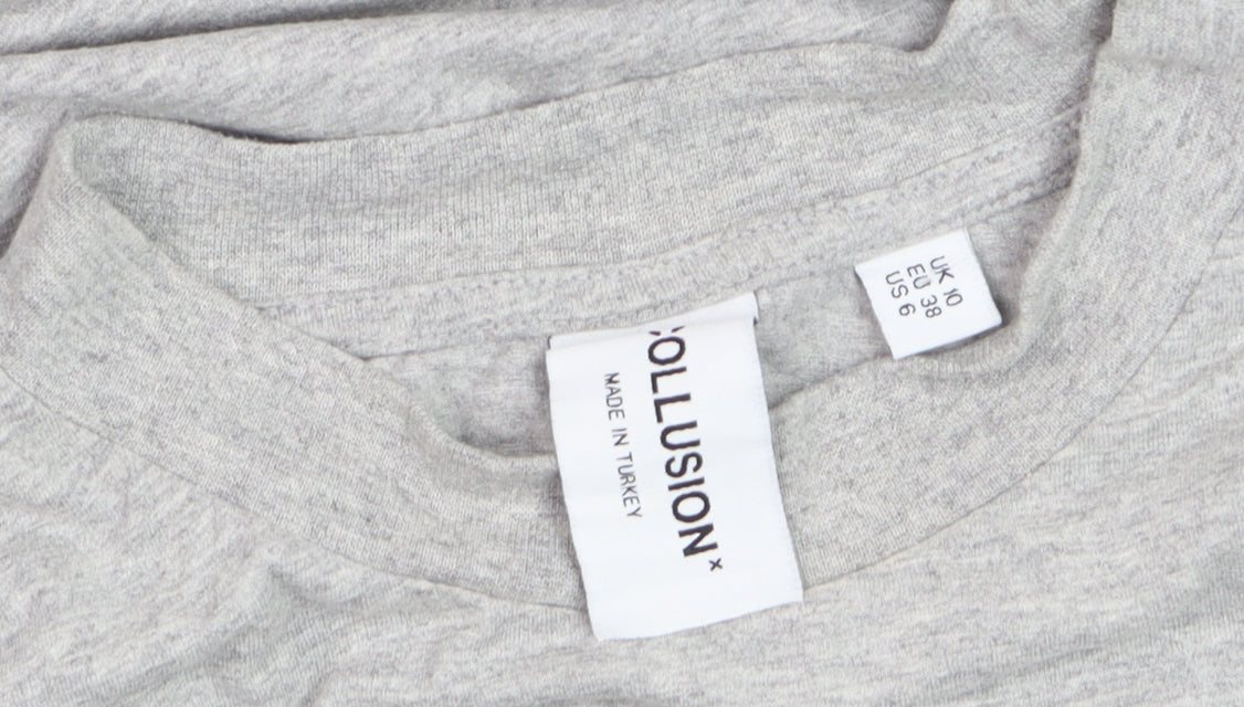 Collusion Mens Grey Crew Neck Cotton T-Shirt Size S Regular Fit