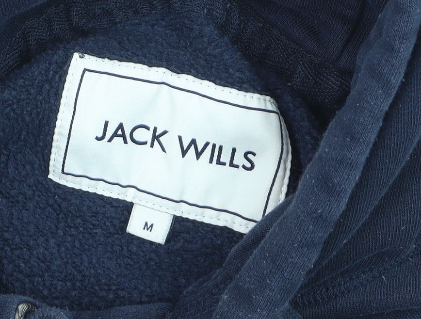 Jack Wills Men's Blue Pullover Hoodie M Regular Fit Logo Fleece