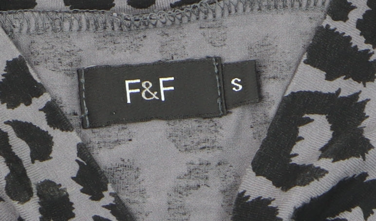 F&F Women’s Grey Animal Print Short Sleeve Collared Camisole Blouse Size S