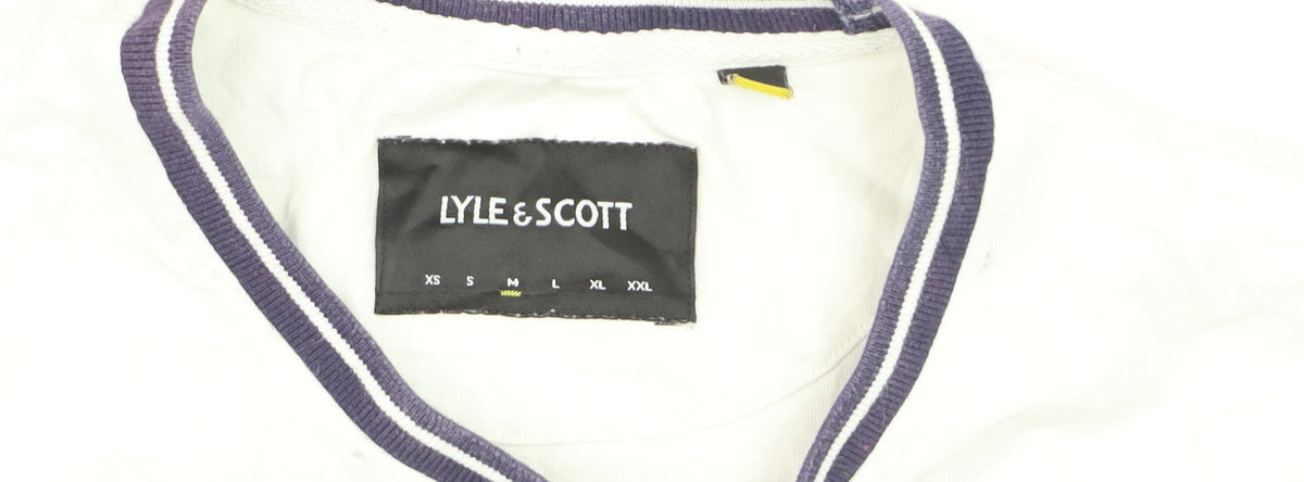 Lyle & Scott Men's White Navy Colourblock Cotton T-Shirt Size M