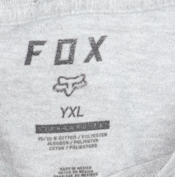 Fox Boys Grey XL Graphic Logo Short Sleeve Cotton T-Shirt
