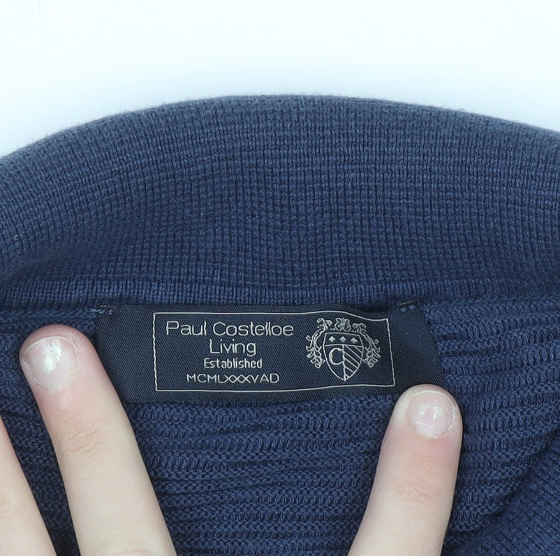 Paul Costelloe Men's Blue Cotton Knit Polo Shirt Size L