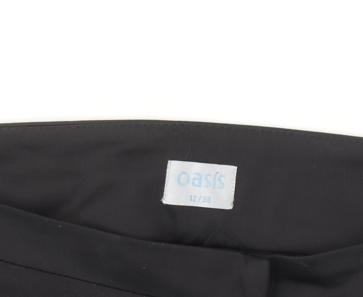Oasis Women's Black Size 12 Slim Trousers Cotton Blend Workwear
