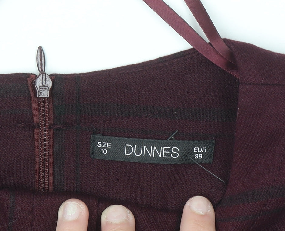 Dunnes Women Brown Check Sleeveless Pinafore Dress Size 10