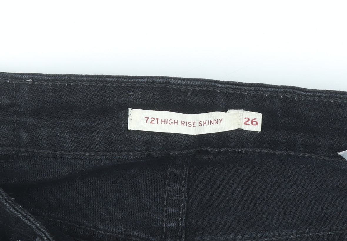 Levi's 721 High Rise Skinny Black Jeans Women Size 26 Regular Denim