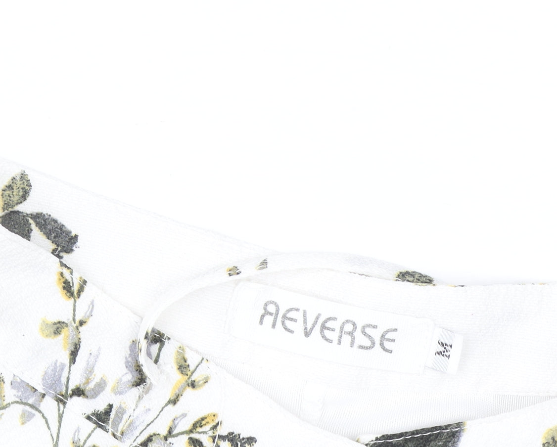 AEVERSE Women’s White Floral Wrap Midi Skirt Size S Lightweight
