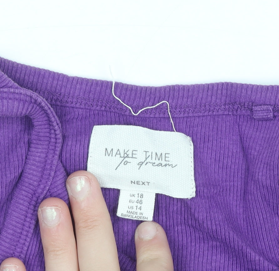 Next Women's Purple Cotton Elastane Tank Top UK 18