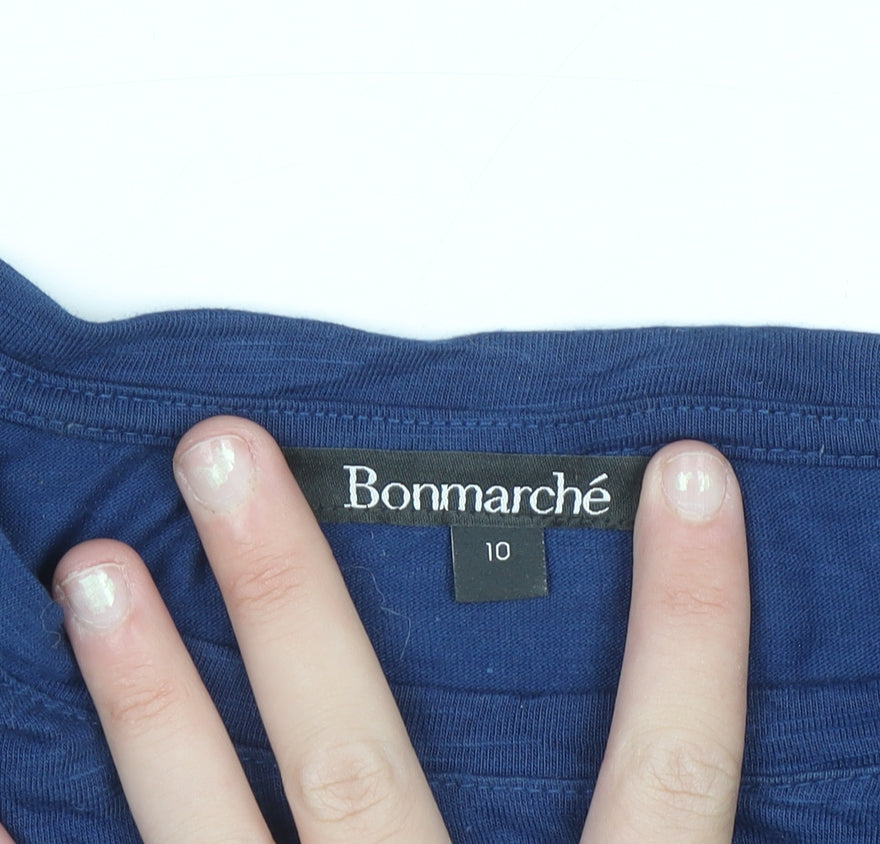 Bonmarché Women's Blue Embroidered Jersey T-Shirt Size 10