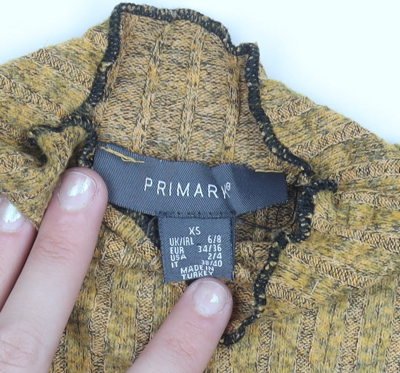 Primary Womens Brown XS Mock Neck Wool Blend Jumper
