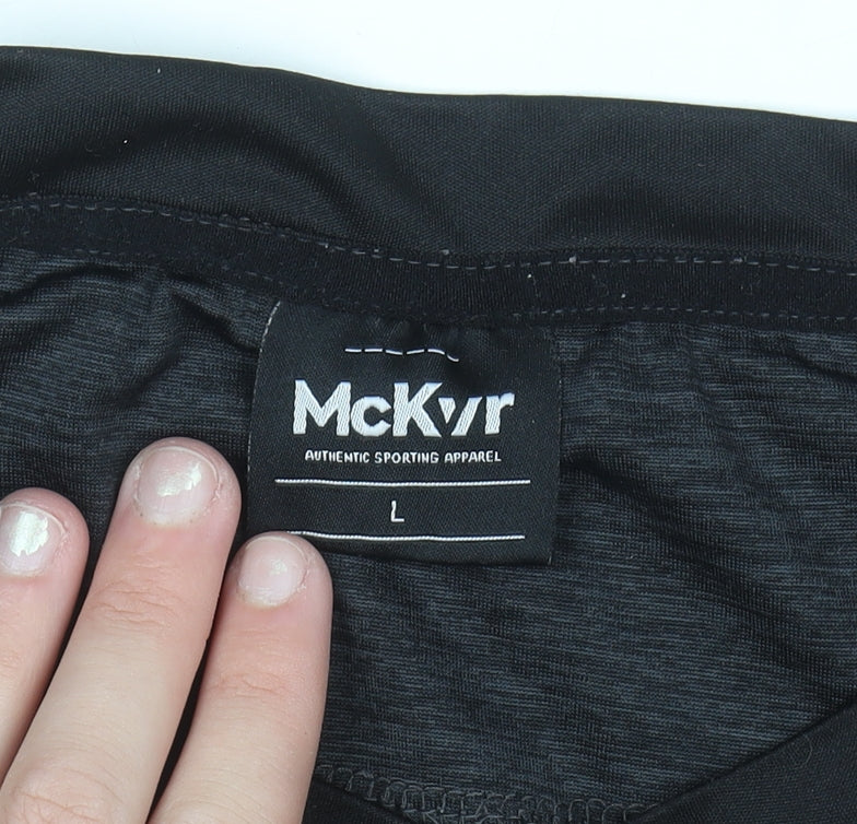 McKvr Men's Black Sports Crew Neck Short Sleeve T-Shirt L