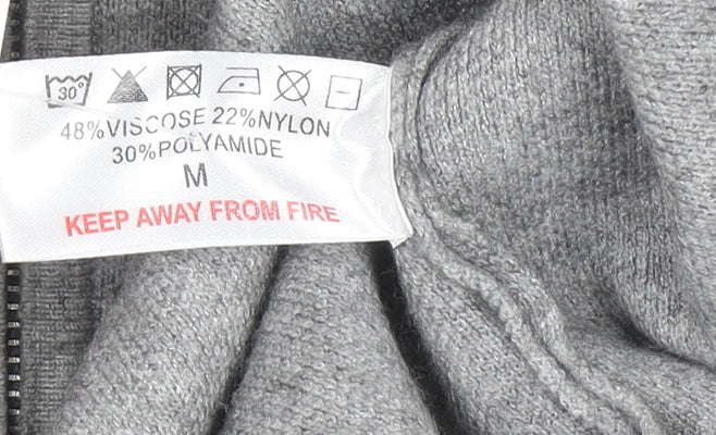 Mudflower Women's Grey Full Zip Studded Knit Jumper Size M