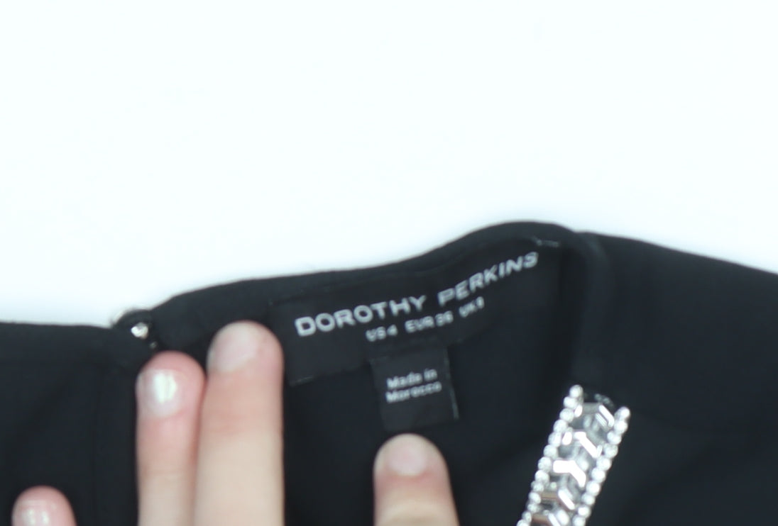Dorothy Perkins Women's Black Size 8 Beaded Shift Dress