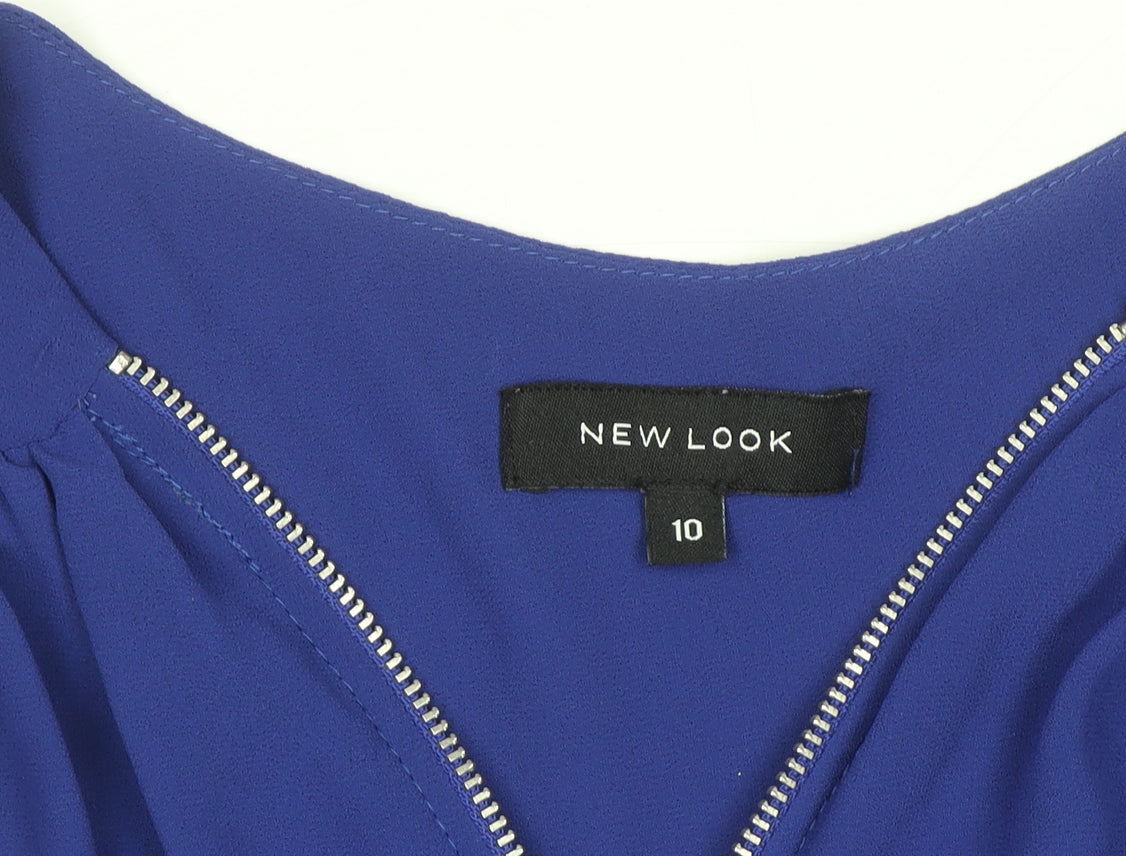 New Look Women’s Blue Sleeveless Zip Blouse Size 10