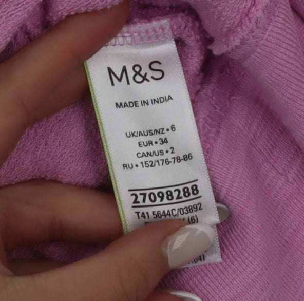 Marks and Spencer Women Pink Los Angeles Cotton Pullover Sweatshirt Size 6