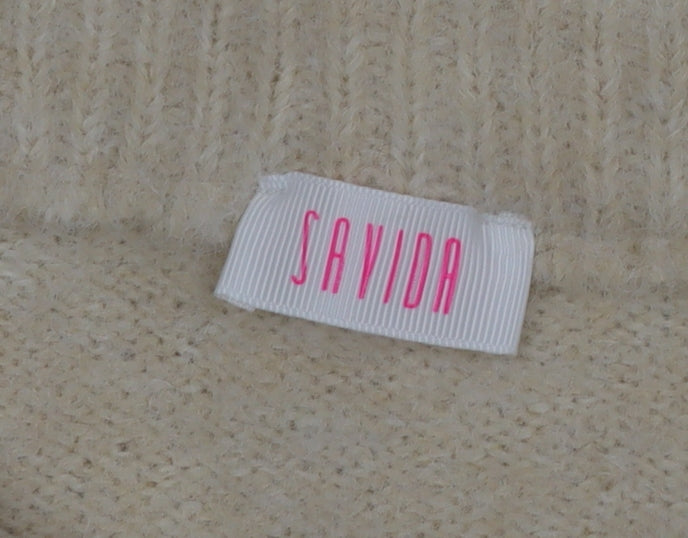Savida Womens Beige Beaded Knit A-Line Skirt Size 14