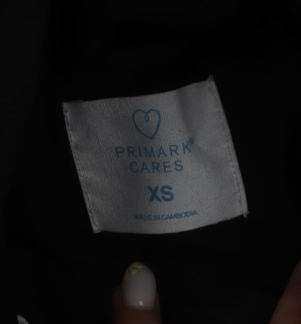 Primark Womens Black XS Long Puffer Coat Hooded Quilted Winter Jacket