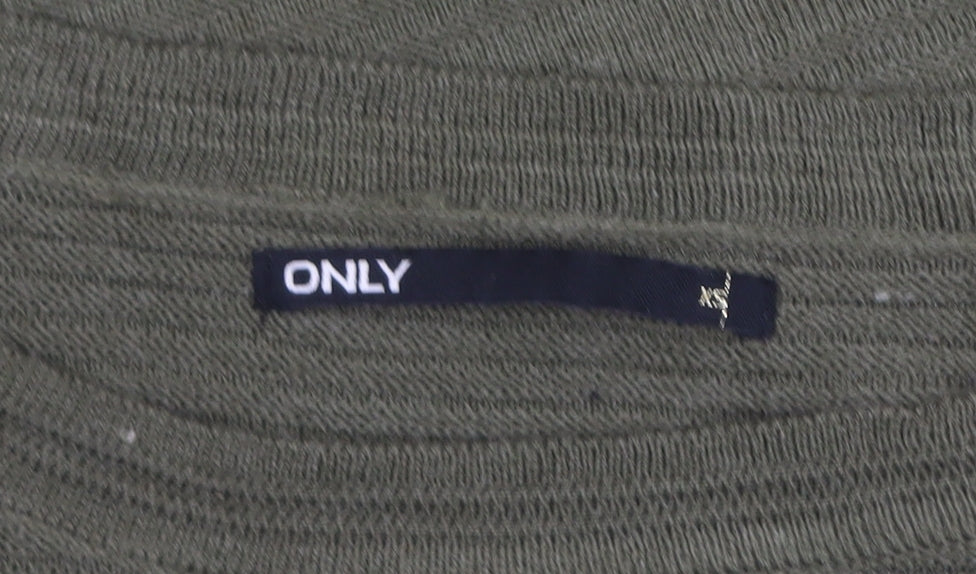 ONLY Women Green XS Crew Neck Long Sleeve Pullover Jumper